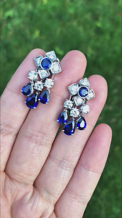 Graff, 18K Gold Sapphire Diamond Earrings