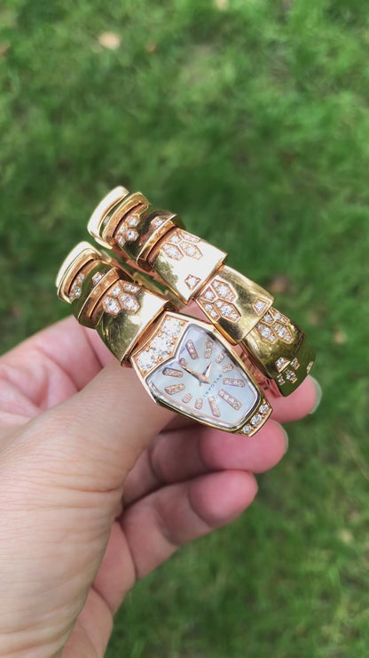Bvlgari, 18K Gold Mother-of-Pearl Serpenti Quartz Wristwatch