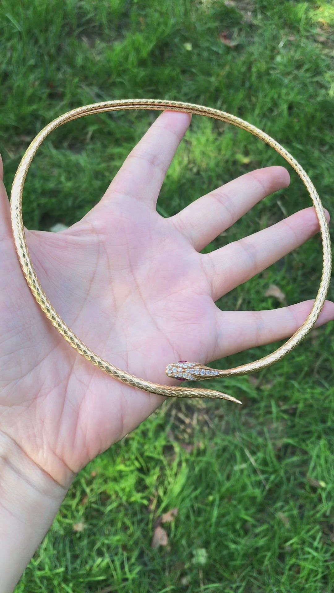 18K Gold Diamond Serpent Necklace