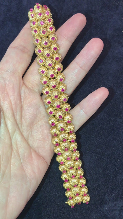 Tiffany, 18K Gold Ruby Diamond Cactus Bracelet