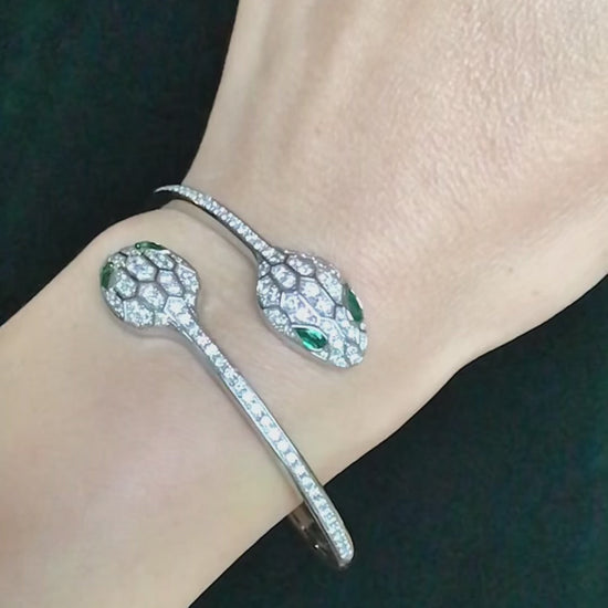 Bvlgari, 18K Gold Emerald Diamond Bracelet