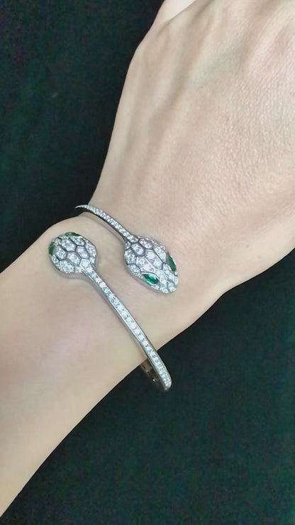 Bvlgari, 18K Gold Emerald Diamond Bracelet