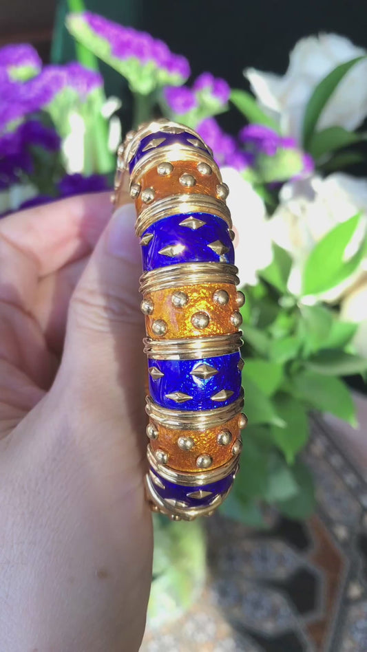Tiffany Schlumberger, 18K Gold Enamel Bangle