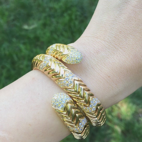 Bvlgari, 18K Gold Diamond Spiga Bracelet