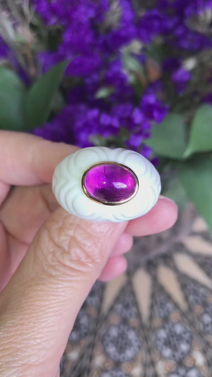 Bvlgari, 18K Gold Amethyst Ceramic Ring