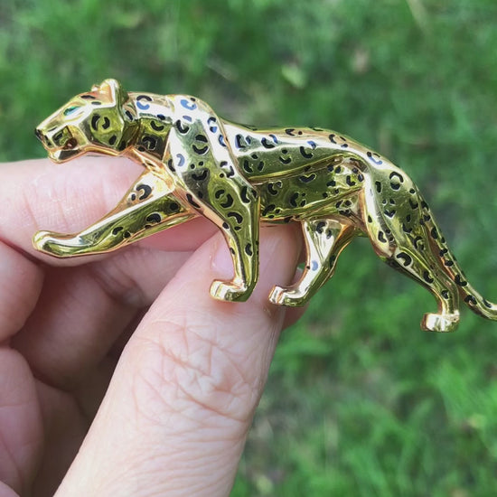 Cartier, 18K Gold Enamel Panthere Brooch