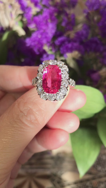 18K Gold Spinel Diamond Ring, GIA