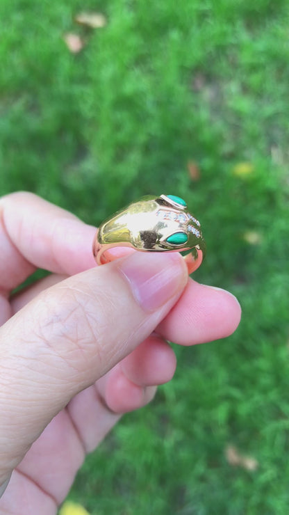 Bvlgari, 18K Gold Malachite Diamond Serpenti Ring