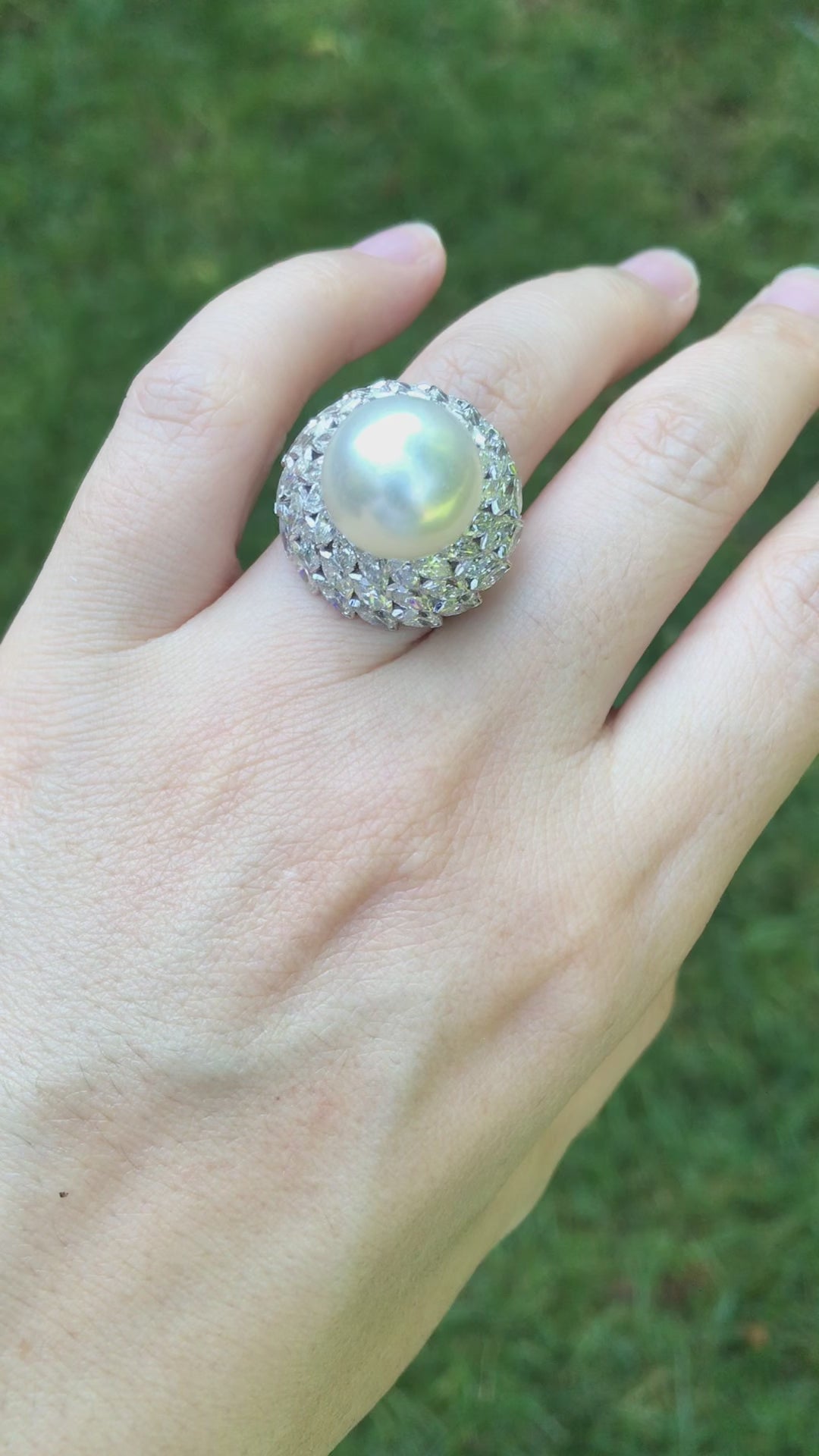Van Cleef & Arpels, Platinum Pearl Diamond Ring
