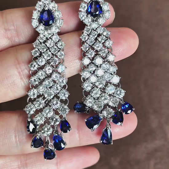 14K Gold Sapphire Diamond Earrings