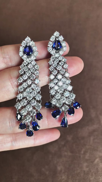 14K Gold Sapphire Diamond Earrings