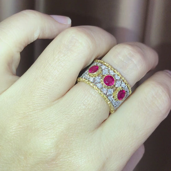Buccellati, 18K Gold Ruby Diamond Ring