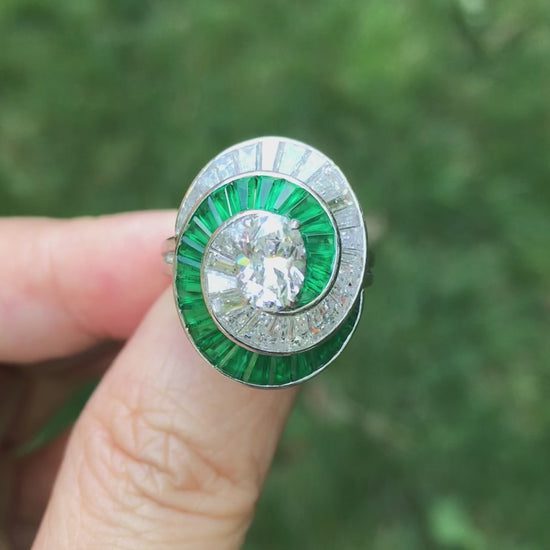 Oscar Heyman, Emerald Diamond Ring, Certificate