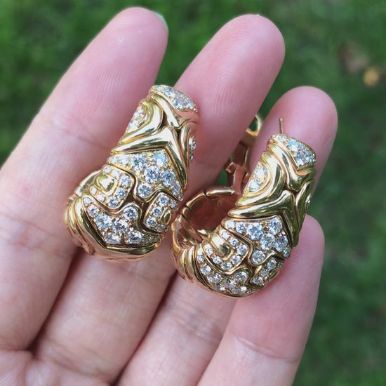 Bvlgari, 18K Gold Diamond Earrings