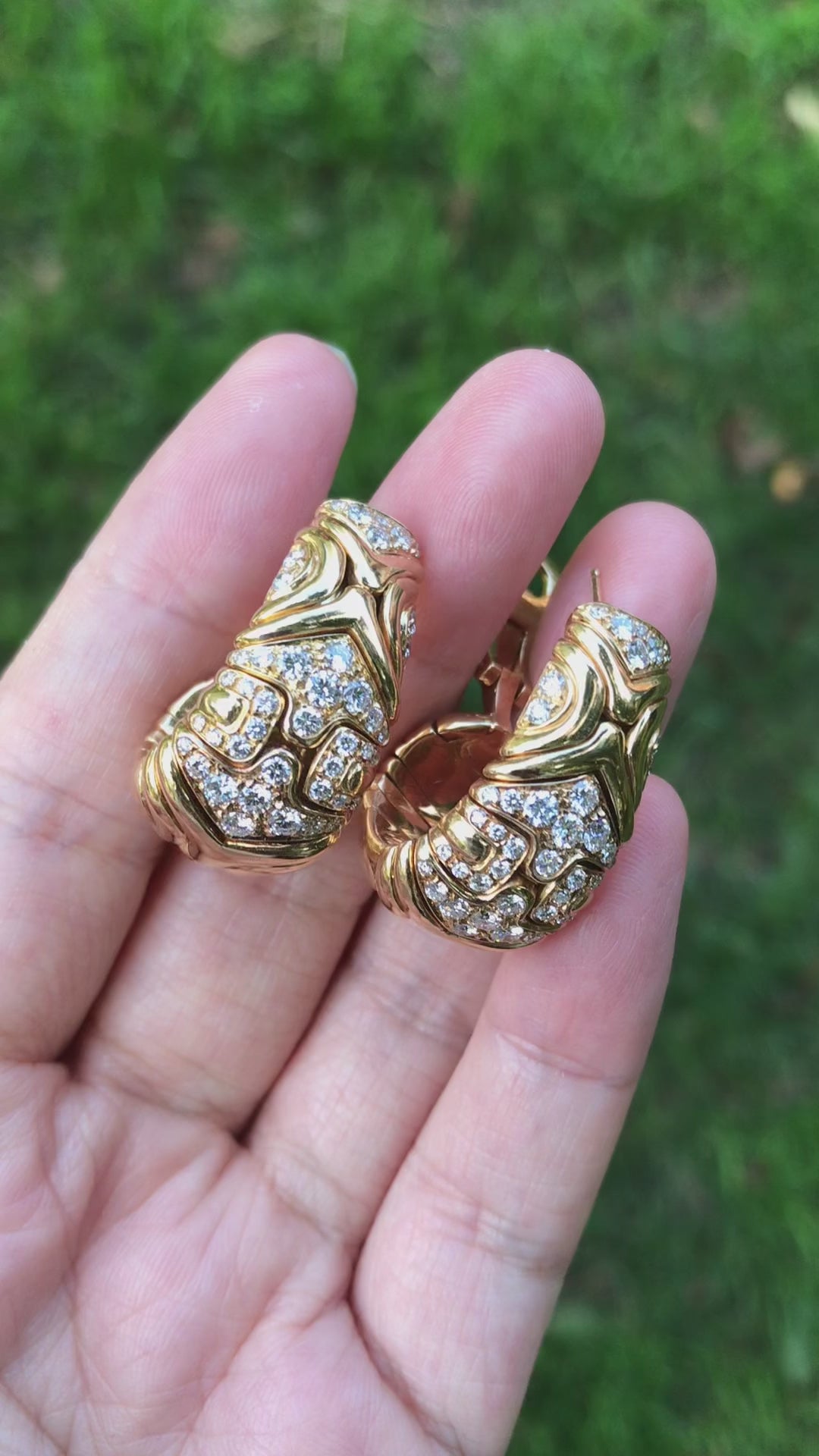 Bvlgari, 18K Gold Diamond Earrings