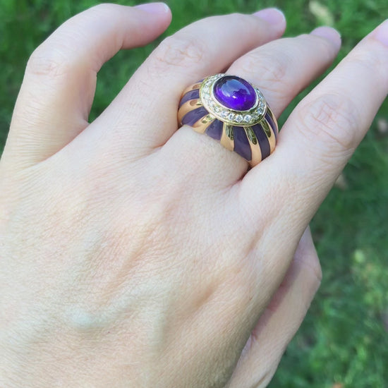 Bvlgari, 18K Gold Amethyst Diamond Ring