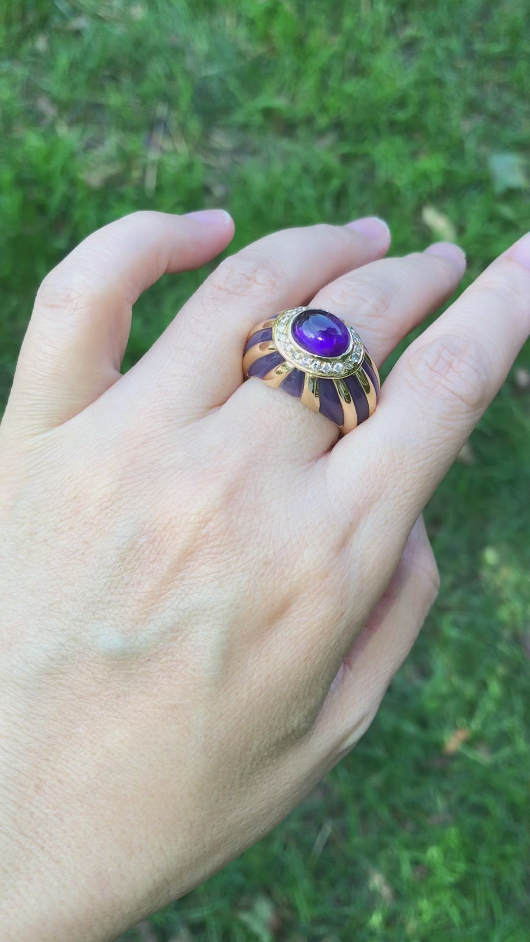 Bvlgari, 18K Gold Amethyst Diamond Ring
