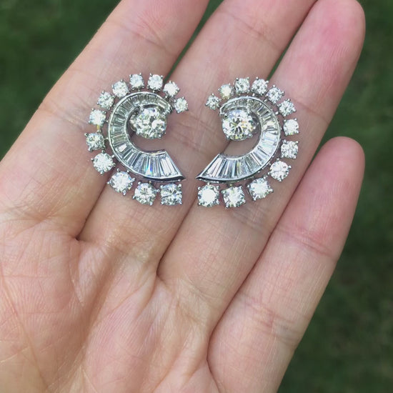 Platinum Diamond Earrings, GIA