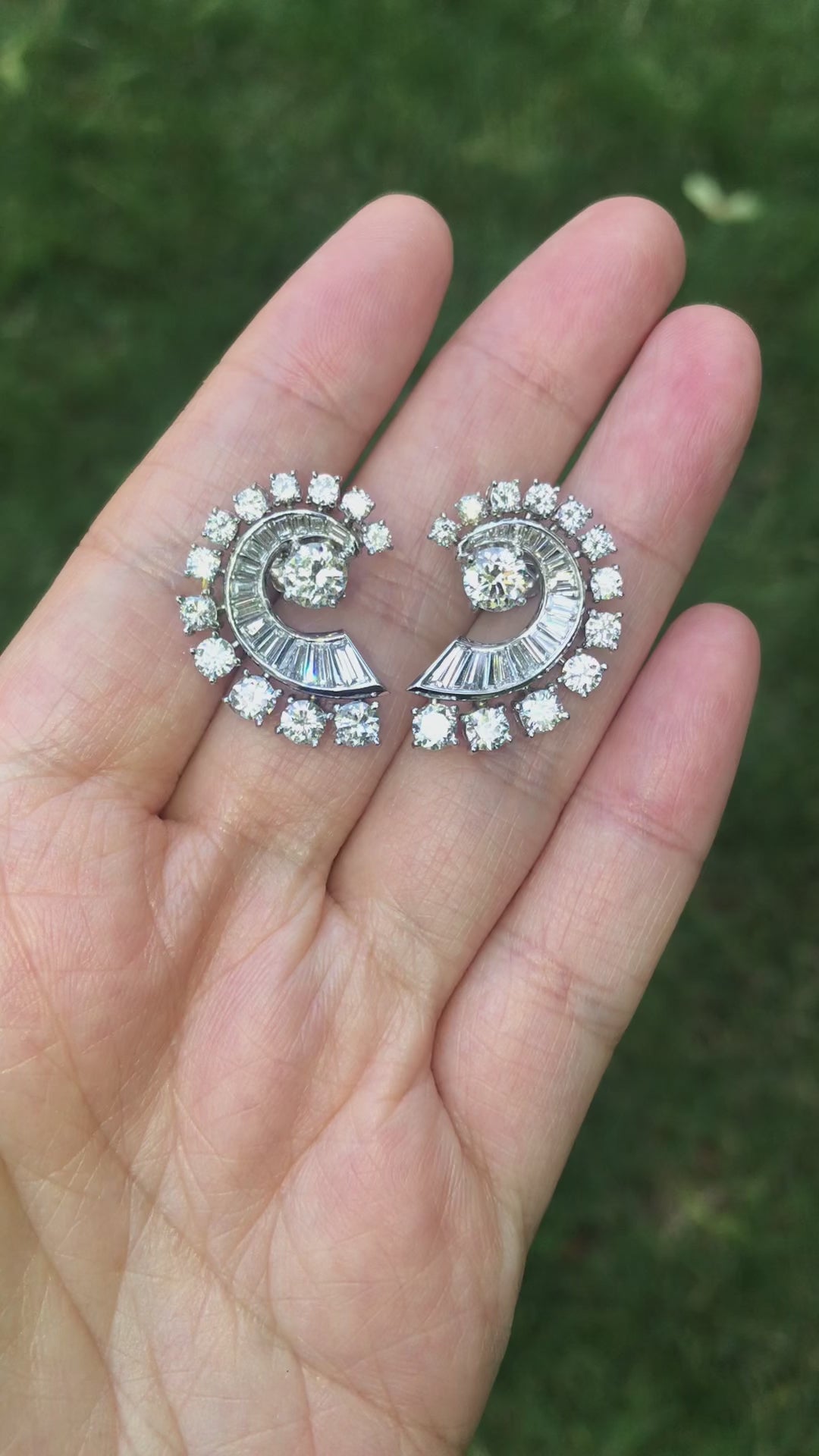 Platinum Diamond Earrings, GIA