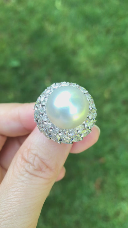 Van Cleef & Arpels, Platinum Pearl Diamond Ring