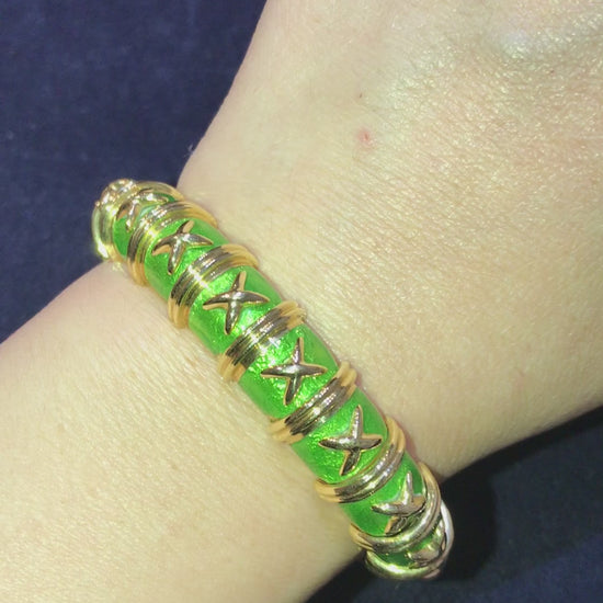Tiffany Schlumberger, 18K Gold Enamel Bangle