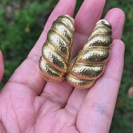 David Webb, Platinum 18K Gold Earrings