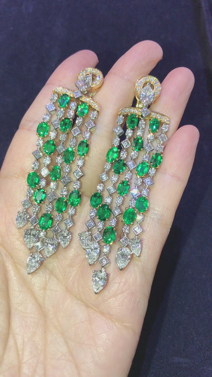Bvlgari, 18K Gold Emerald Diamond Earrings