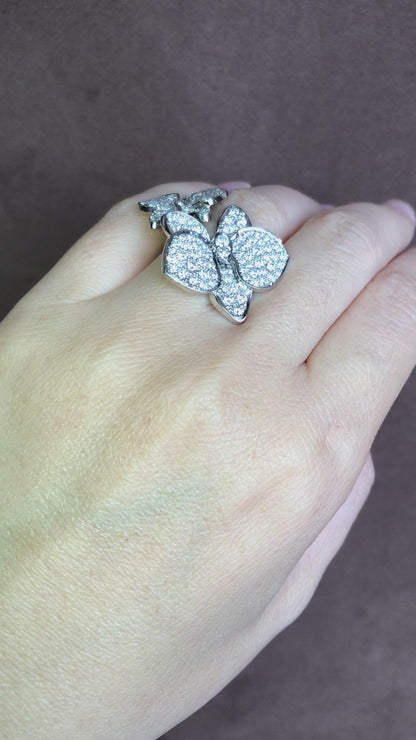Cartier, 18K Gold Diamond Flower Ring, Certificate