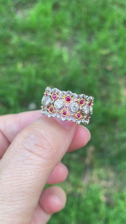 Buccellati, 18K Gold Ruby Diamond Ring