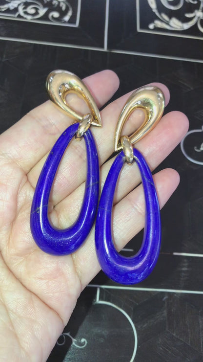 18K Gold Lapis Lazuli Earrings