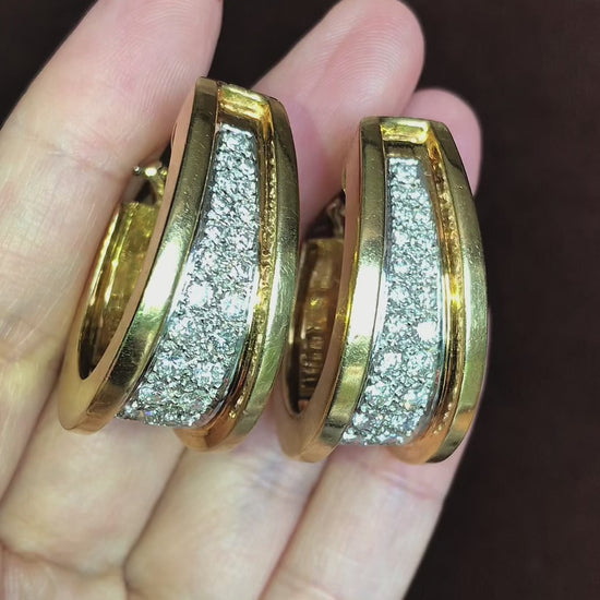18K Gold Diamond Hoop Earrings