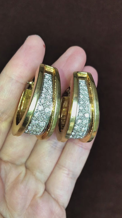 18K Gold Diamond Hoop Earrings