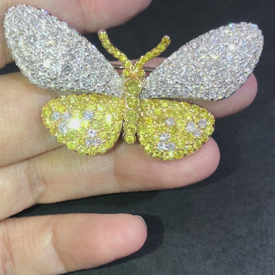 Tiffany, 18K Gold Diamond Yellow Diamond Butterfly Brooch