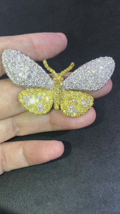 Tiffany, 18K Gold Diamond Yellow Diamond Butterfly Brooch