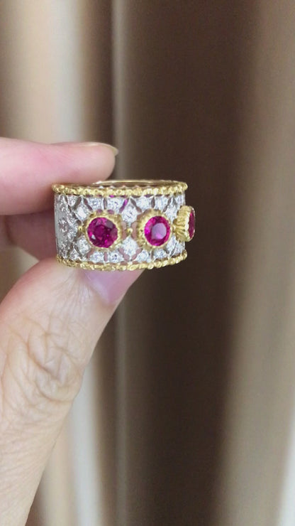 Buccellati, 18K Gold Ruby Diamond Ring