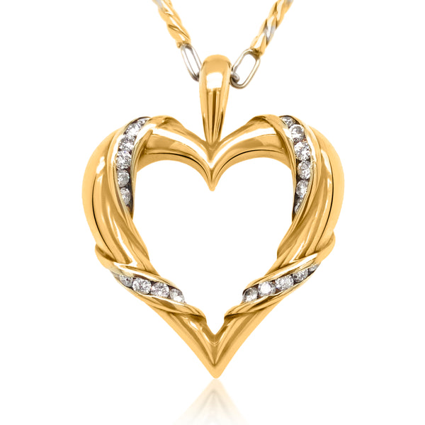 14K Gold Heart-shaped Diamond Necklace - Lueur Jewelry