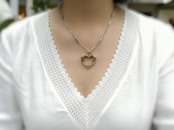 14K Gold Heart-shaped Diamond Necklace - Lueur Jewelry