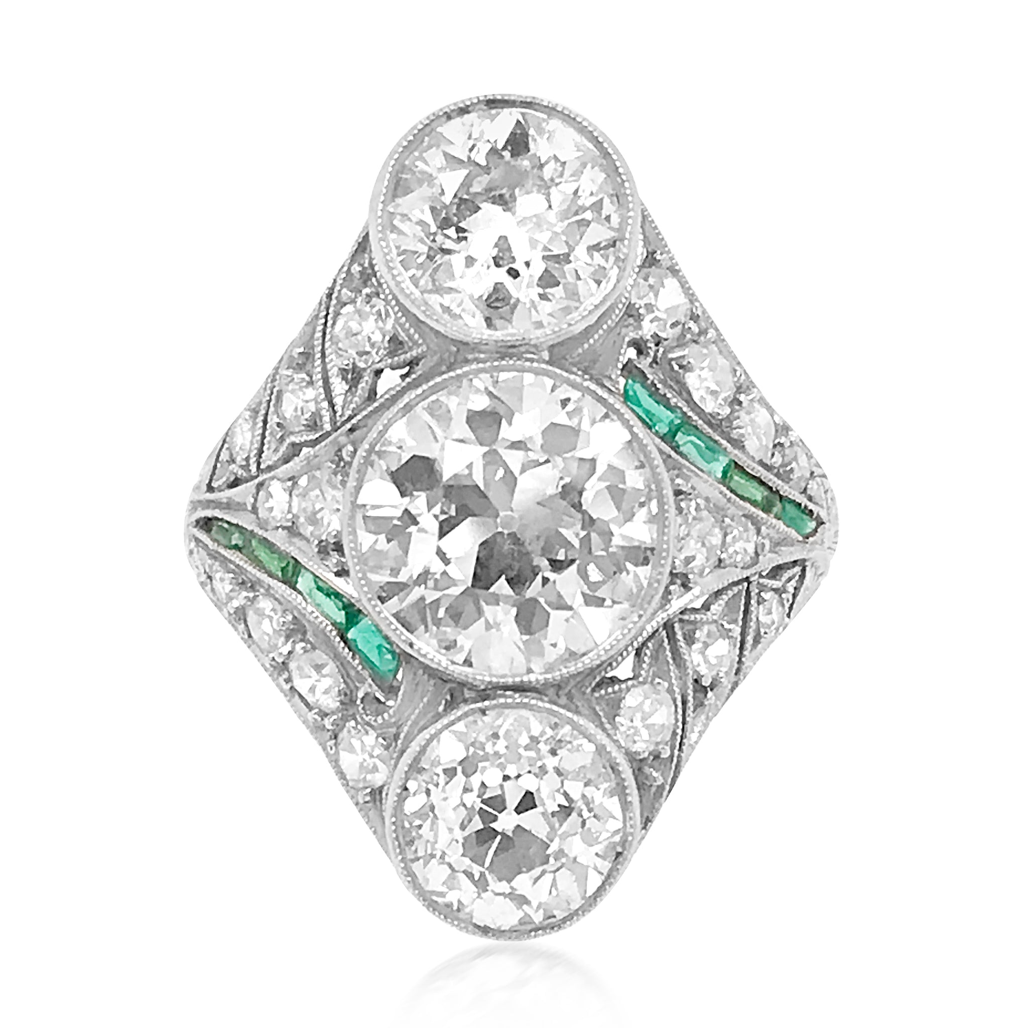 Edwardian Three Diamond Ring - Lueur Jewelry