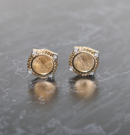 American Eagle Gold Coin Earrings - Lueur Jewelry