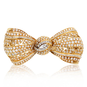 Van Cleef & Arpels, Bowtie-shaped Gold Diamond Brooch - Lueur Jewelry