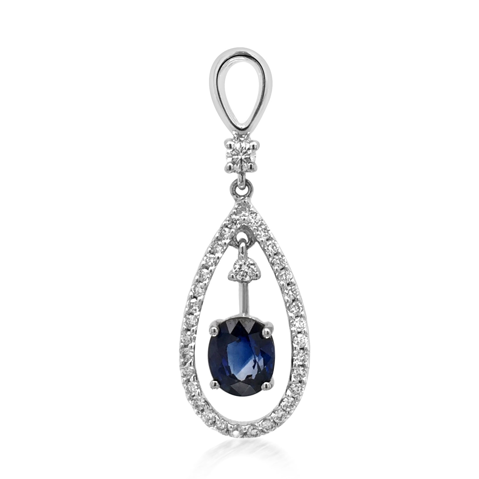 18K Gold Sapphire Diamond Pendant - Lueur Jewelry