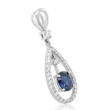 18K Gold Sapphire Diamond Pendant - Lueur Jewelry