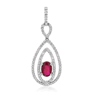 18K Gold Ruby Diamond Pendant - Lueur Jewelry