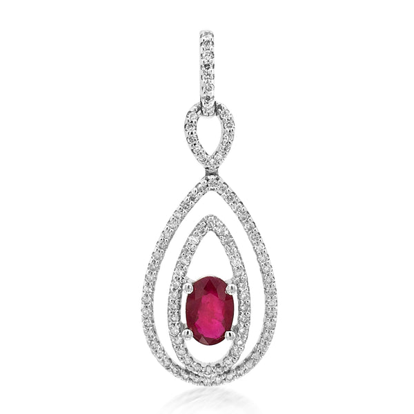 18K Gold Ruby Diamond Pendant - Lueur Jewelry