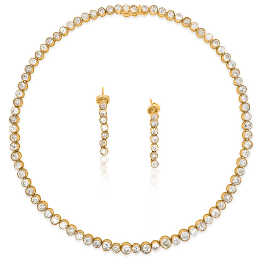 Diamond Necklace with Matching Earrings - Lueur Jewelry
