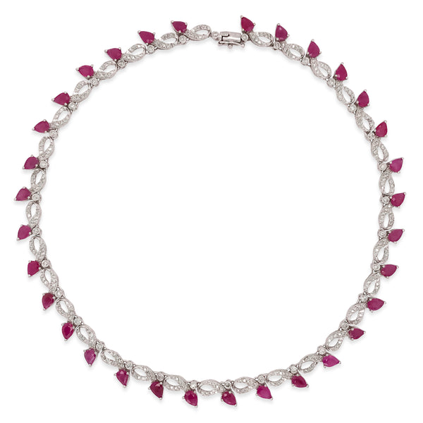 18K Gold Ruby Diamond Necklace - Lueur Jewelry