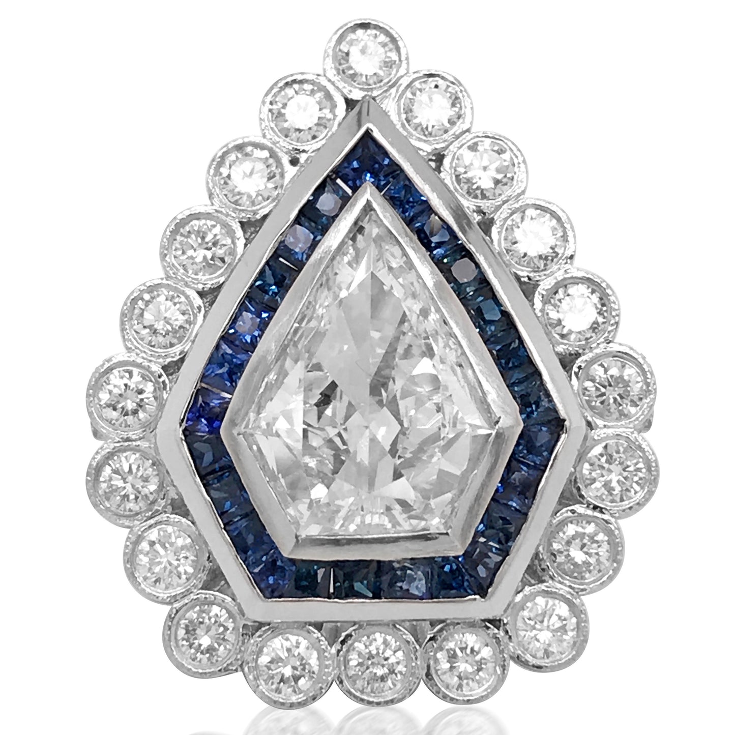 Platinum Diamond and Sapphire Ring - Lueur Jewelry