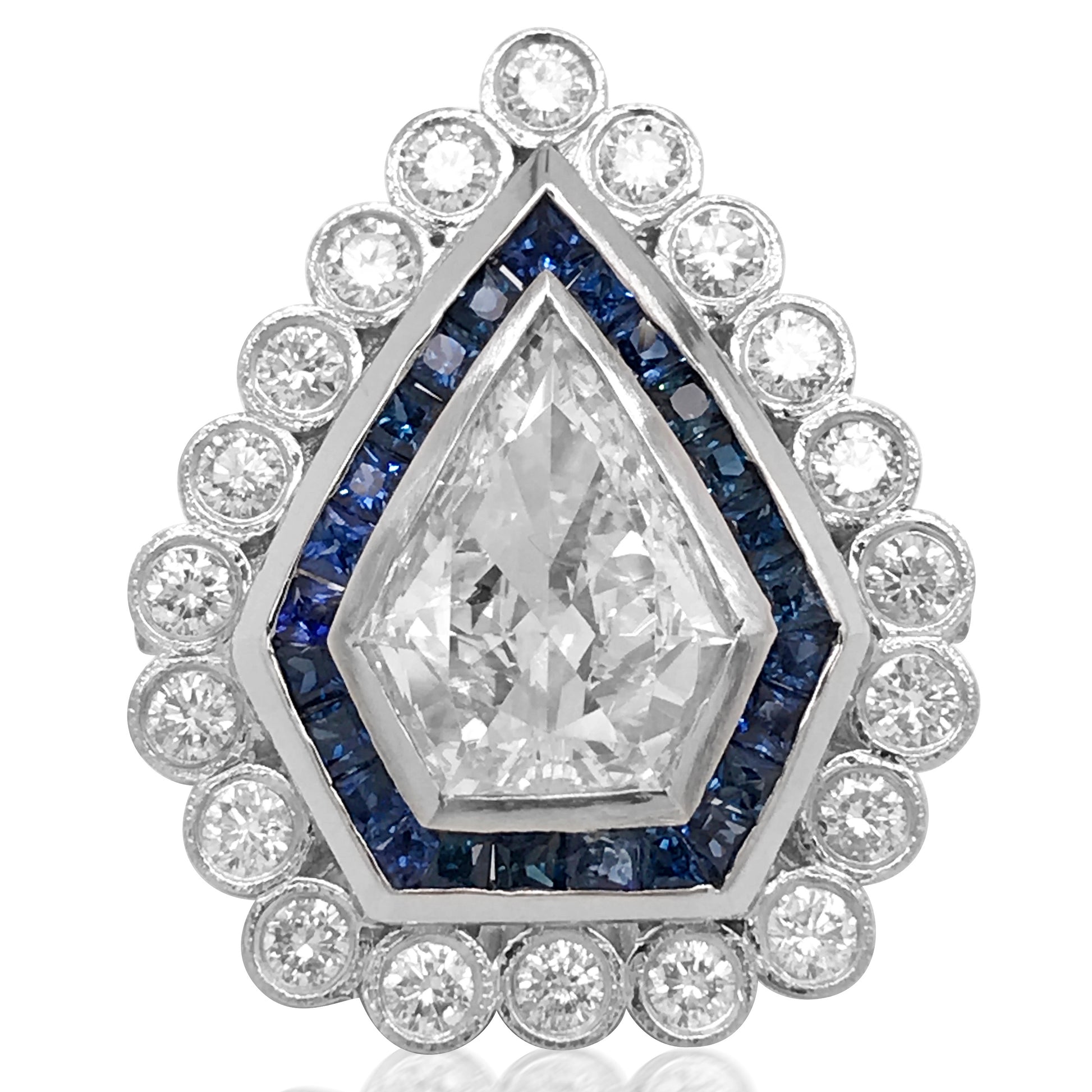 Platinum Diamond and Sapphire Ring - Lueur Jewelry