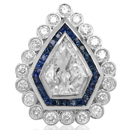Platinum Diamond and Sapphire Ring - Lueur Jewelry