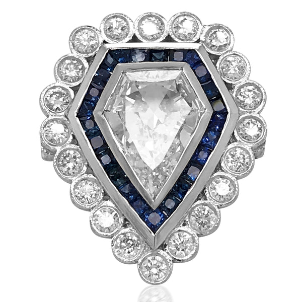 Platinum Diamond and Sapphire Ring - Lueur Jewelry
